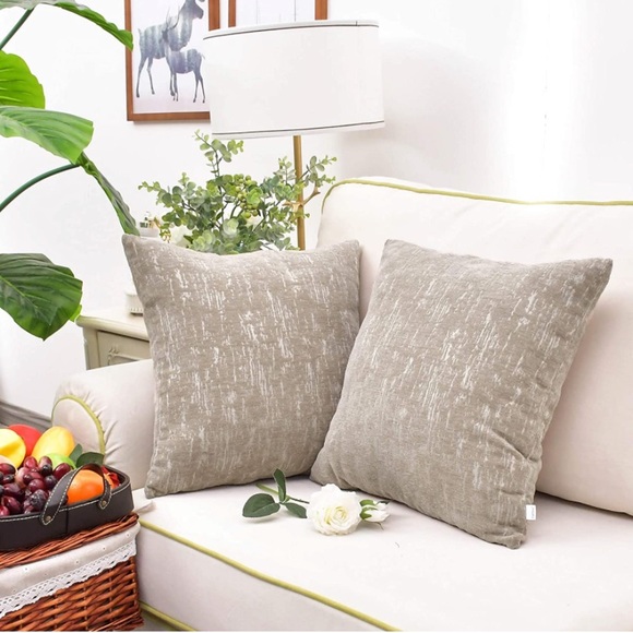 Luxury Home | Elegant Light Taupe Textured Marbling Jaquard Throw Pillow Covers - Picture 4 of 7